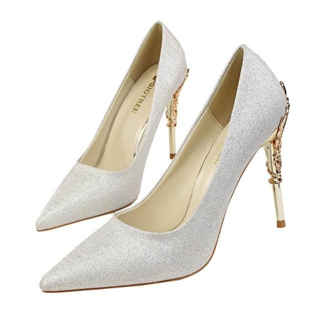 LAKESHI Fashion Women Shoes golden wedding shoes