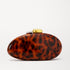 New Fashion Special-shaped Dinner Clutch in tortoiseshell design with decorative stones on top.