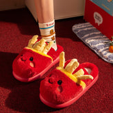 New Indoor Home Cute Cotton Slippers Women with French fries design, featuring soft materials and playful appearance.