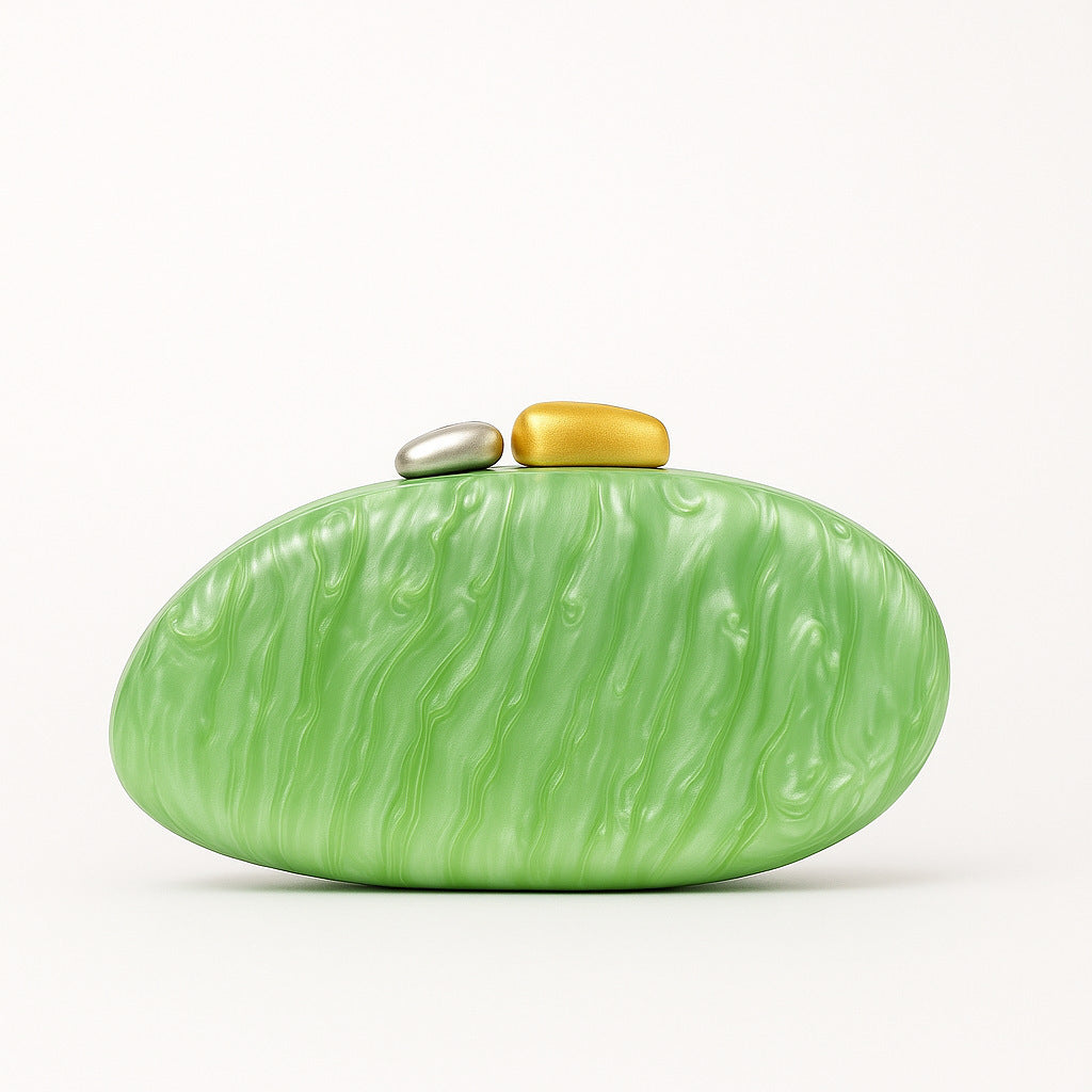 New Fashion Special-shaped Dinner Clutch in green with unique stone accents for stylish daily matching.