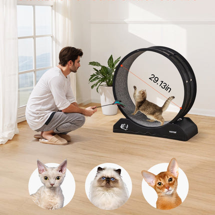 Cat Exercise Wheel 31.5 In Large Indoor Cat Running Wheel Treadmill Black