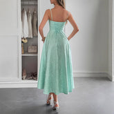 Elegant Graceful Strap Jacquard Maxi Dress Women&