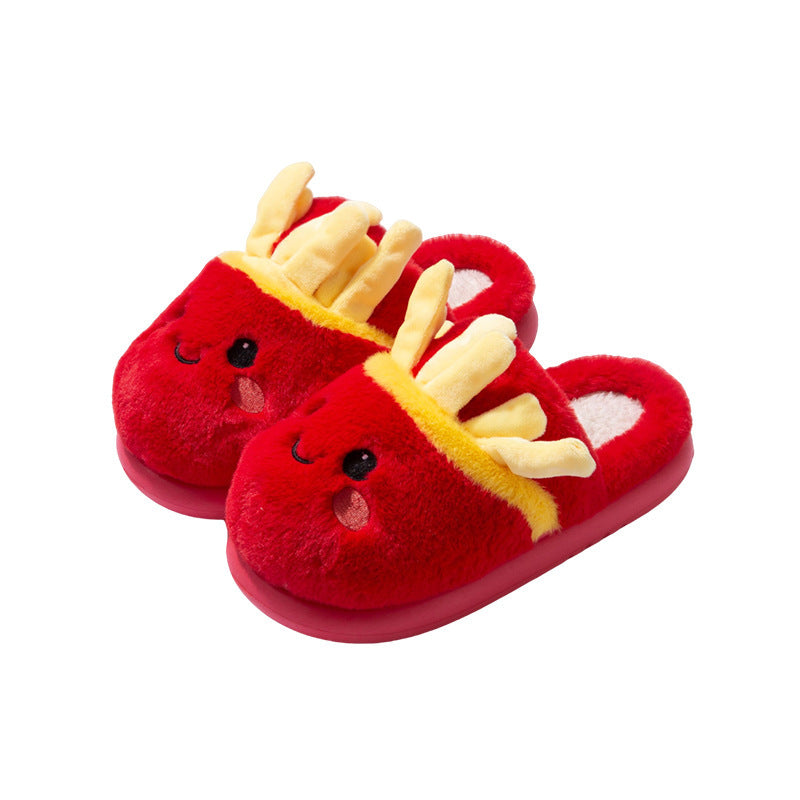 New Indoor Home Cute Cotton Slippers Women featuring red French fries design for cozy comfort.