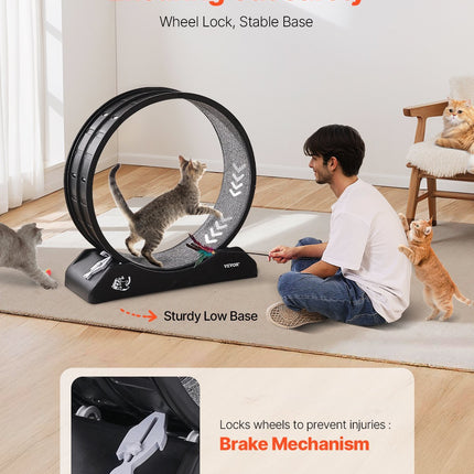 Cat Exercise Wheel 31.5 In Large Indoor Cat Running Wheel Treadmill Black
