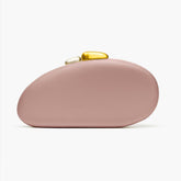 New Fashion Special-shaped Dinner Clutch in soft pink with unique gold and silver accents.