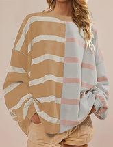 Striped Knitted Long-sleeved Sweater For Women