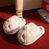 New Indoor Home Cute Cotton Slippers Women in white, fluffy design on cozy feet with colorful socks.
