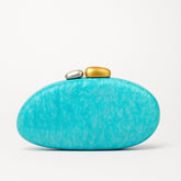 New Fashion Special-shaped Dinner Clutch in turquoise with metallic accents on top