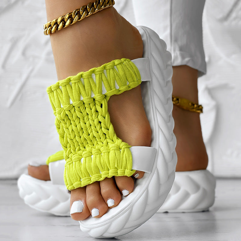 Summer braided platform sandals
