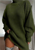 Solid Turtleneck Long Sweater Winter Warm Women Sweater Dress