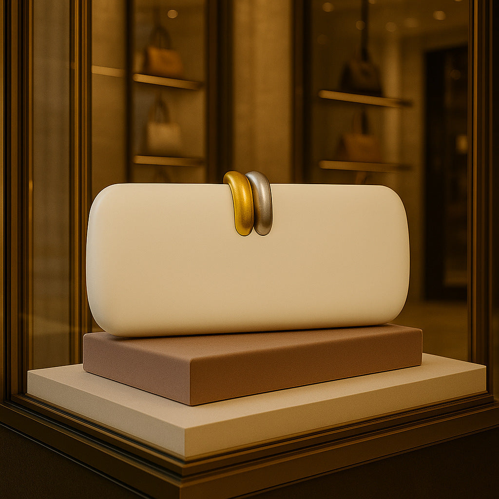 Clutch Bag Shape Crossbody Single Shoulder Dinner Bag displayed elegantly in a boutique showcase.